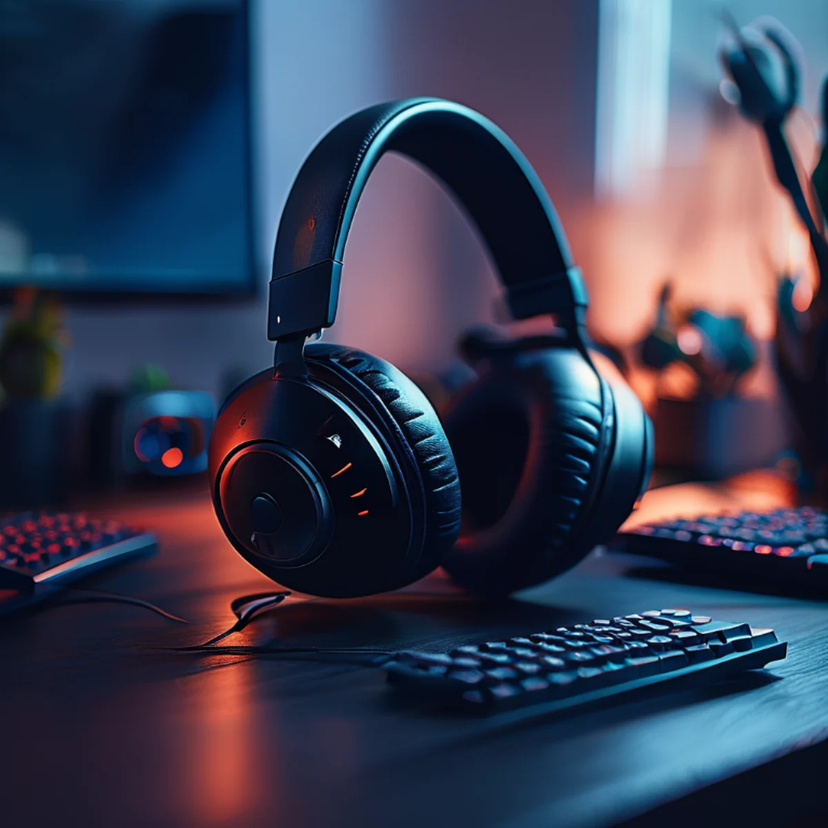 Periféricos de gaming de alta gama con iluminación dramática